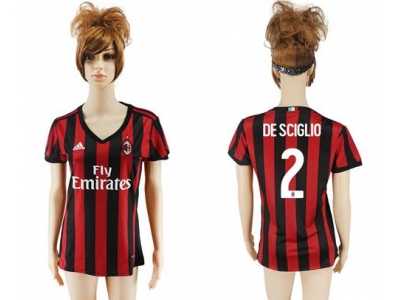 Women's AC Milan #2 De Sciglio Home Soccer Club Jersey