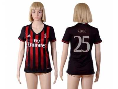 Women's AC Milan #25 Simic Home Soccer Club Jersey