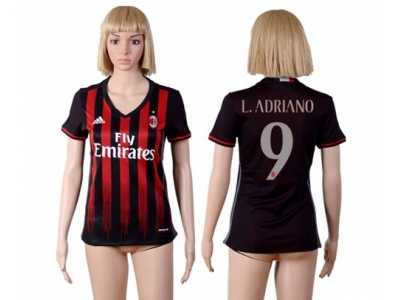 Women's AC Milan #9 L.Adriano Home Soccer Club Jersey