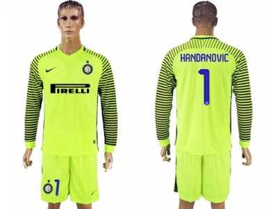 Inter Milan #1 Handanovic Green Goalkeeper Long Sleeves Soccer Club Jersey1