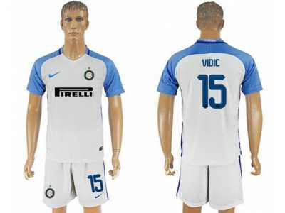 Inter Milan #15 Vidic White Away Soccer Club Jersey1