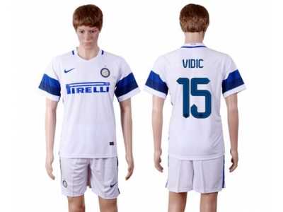 Inter Milan #15 Vidic White Away Soccer Club Jersey2