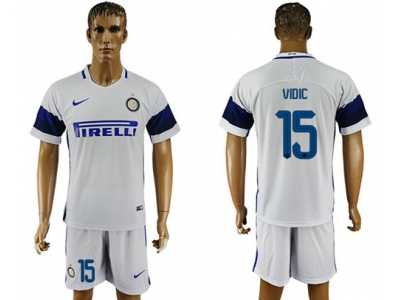 Inter Milan #15 Vidic White Away Soccer Club Jersey3