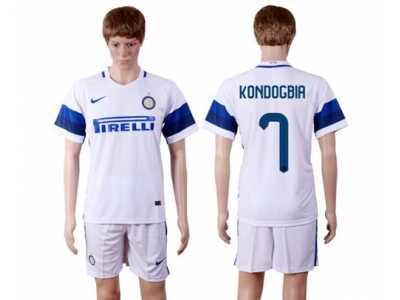 Inter Milan #7 Kondogbia White Away Soccer Club Jersey2