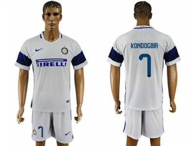Inter Milan #7 Kondogbia White Away Soccer Club Jersey3