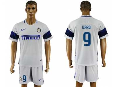 Inter Milan #9 Icardi White Away Soccer Club Jersey3