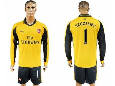 Arsenal #1 Szczesny Away Long Sleeves Soccer Club Jersey