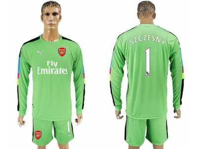 Arsenal #1 Szczesny Green Goalkeeper Long Sleeves Soccer Club Jersey