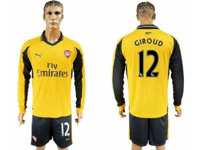 Arsenal #12 Giroud Away Long Sleeves Soccer Club Jersey