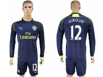 Arsenal #12 Giroud Sec Away Long Sleeves Soccer Club Jersey