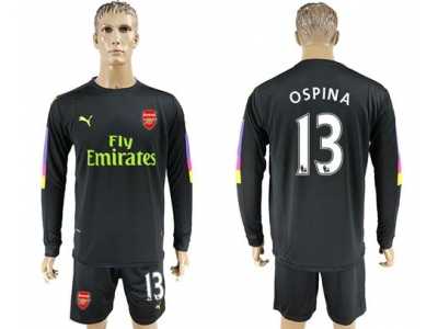 Arsenal #13 Ospina Black Long Sleeves Goalkeeper Soccer Country Jersey
