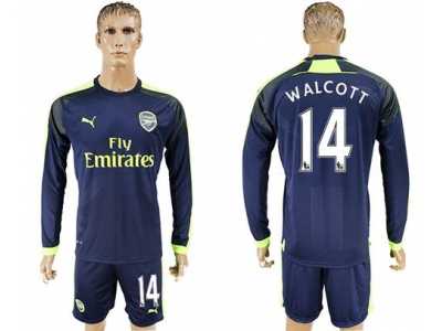 Arsenal #14 Walcott Sec Away Long Sleeves Soccer Club Jersey