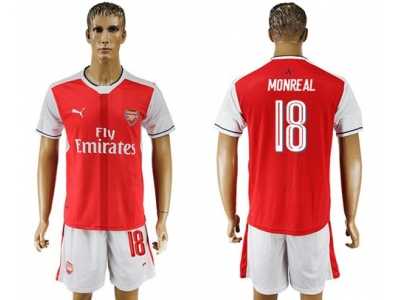 Arsenal #18 Monreal Champions League Home Soccer Club Jersey