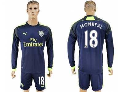 Arsenal #18 Monreal Sec Away Long Sleeves Soccer Club Jersey
