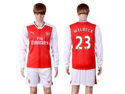 Arsenal #23 Welbeck Red Home Long Sleeves Soccer Club Jersey