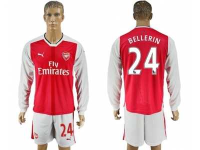 Arsenal #24 Bellerin Red Home Long Sleeves Soccer Club Jersey1