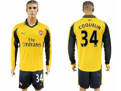Arsenal #34 Coquelin Away Long Sleeves Soccer Club Jersey