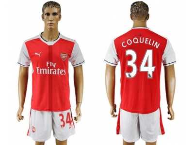 Arsenal #34 Coquelin Home Soccer Club Jersey2