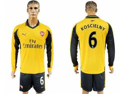 Arsenal #6 Koscielny Away Long Sleeves Soccer Club Jersey