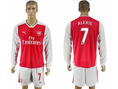 Arsenal #7 Alexis Red Home Long Sleeves Soccer Club Jersey