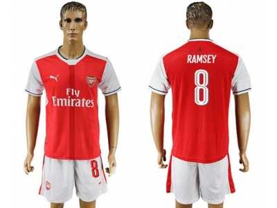 Arsenal #8 Ramsey Champions League Home Soccer Club Jersey