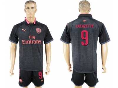 Arsenal #9 Lacazette Black Red Soccer Club Jersey1
