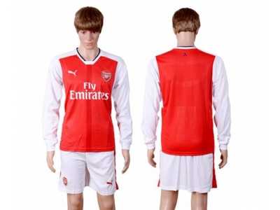 Arsenal Blank Red Home Long Sleeves Soccer Club Jersey1