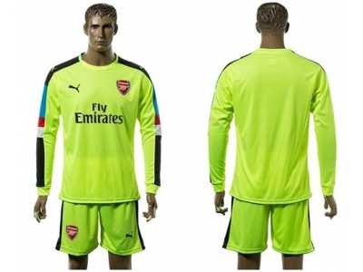 Arsenal Blank Shiny Green Goalkeeper Long Sleeves Soccer Club Jersey