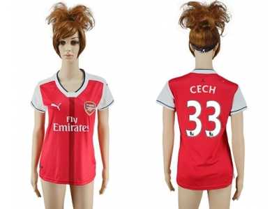 Women's Arsenal #33 Cech Home Soccer Club Jersey1