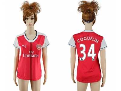 Women's Arsenal #34 Coquelin Home Soccer Club Jersey1