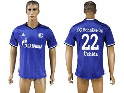 Schalke 04 #22 Uchida Blue Home Soccer Club Jersey2
