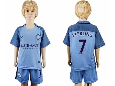 Manchester City #7 Sterling Home Kid Soccer Club Jersey1