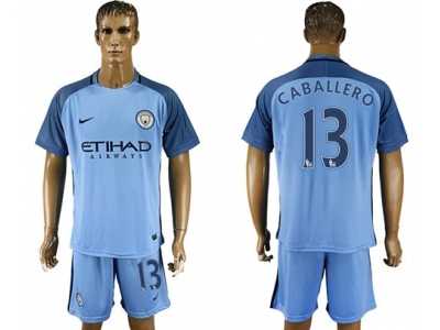 Manchester City #13 Caballero Home Soccer Club Jersey1