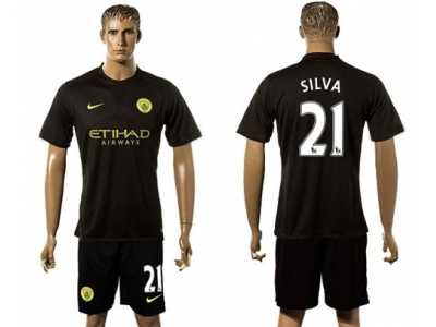 Manchester City #21 Silva Away Soccer Club Jersey2