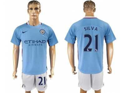 Manchester City #21 Silva Home Soccer Club Jersey1