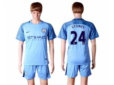 Manchester City #24 Stones Home Soccer Club Jersey2