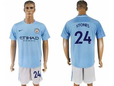 Manchester City #24 Stones Home Soccer Club Jersey