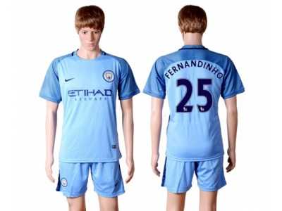 Manchester City #25 Fernandinho Home Soccer Club Jersey2