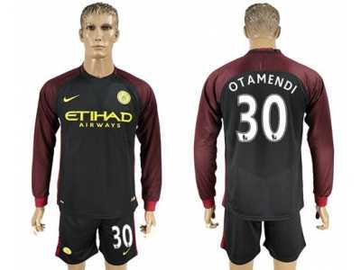 Manchester City #30 Otamendi Away Long Sleeves Soccer Club Jersey