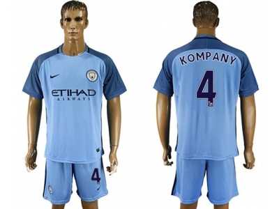 Manchester City #4 Kompany Home Soccer Club Jersey3
