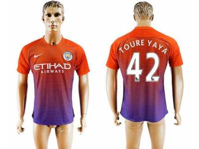 Manchester City #42 Toure Yaya Sec Away Soccer Club Jersey1