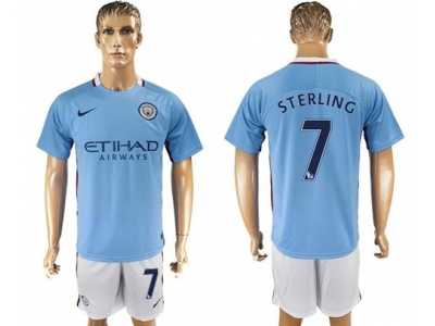 Manchester City #7 Sterling Home Soccer Club Jersey1