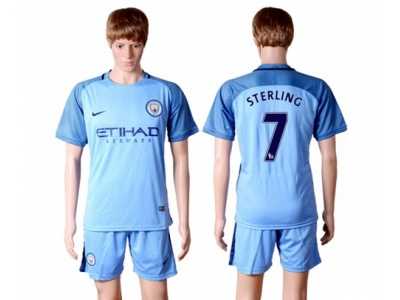 Manchester City #7 Sterling Home Soccer Club Jersey2