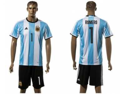 Argentina #1 Romero Home Soccer Country Jersey