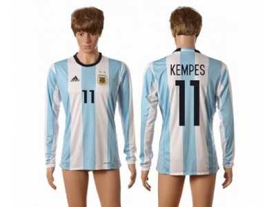 Argentina #11 Kempes Home Long Sleeves Soccer Country Jersey1
