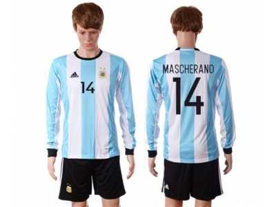 Argentina #14 Mascherano Home Long Sleeves Soccer Country Jersey