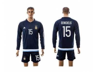 Argentina #15 Demichelis Away Long Sleeves Soccer Country Jersey