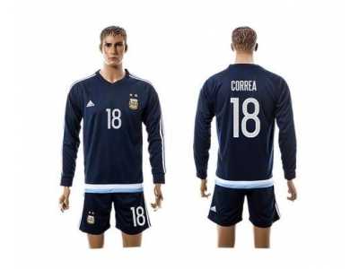 Argentina #18 Correa Away Long Sleeves Soccer Country Jersey
