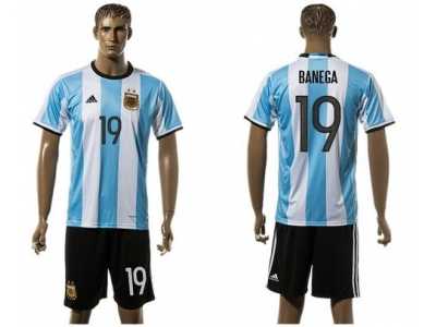 Argentina #19 Banega Home Soccer Country Jersey
