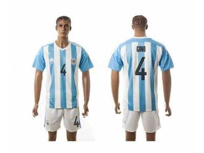 Argentina #4 Gino Home Soccer Country Jersey